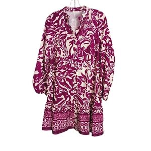 Sunday Up -Floral Patterned Dress in Purple and Cream Size S